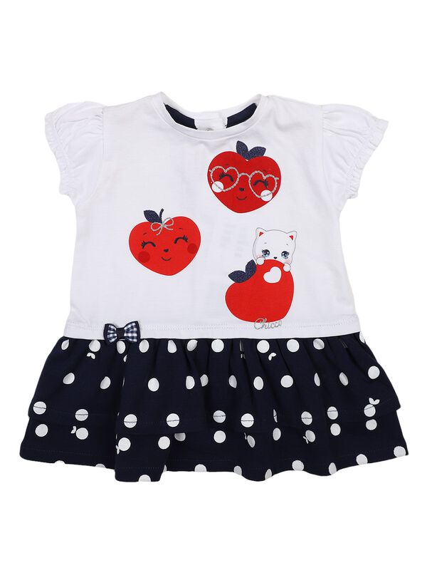 Girls White Short Sleeve Knitted Dress image number 0